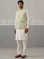Embroidered Nehru Jacket with Kurta Pyjama ( JOKPWC 592W 4138 W 4138Pista )