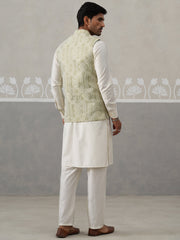 Embroidered Nehru Jacket with Kurta Pyjama ( JOKPWC 592W 4138 W 4138Pista )
