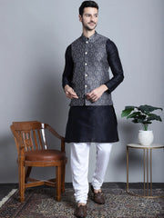 Printed Nehru Jacket With Kurta Pyjama Set