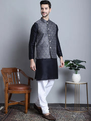 Printed Nehru Jacket With Kurta Pyjama Set