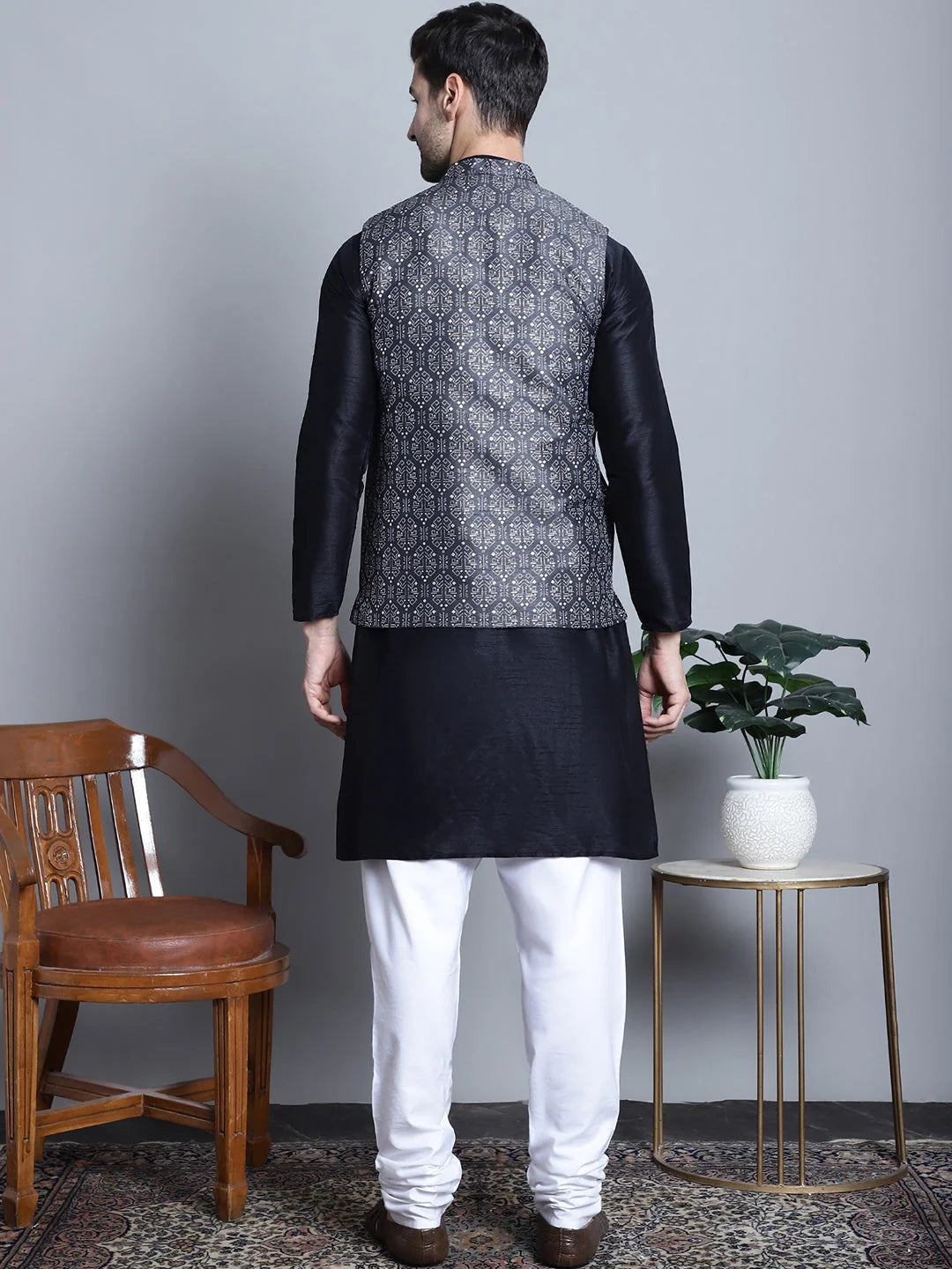 Printed Nehru Jacket with Kurta Pajama Set | Shop Now!