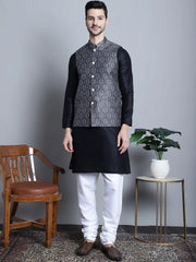 Printed Nehru Jacket With Kurta Pyjama Set