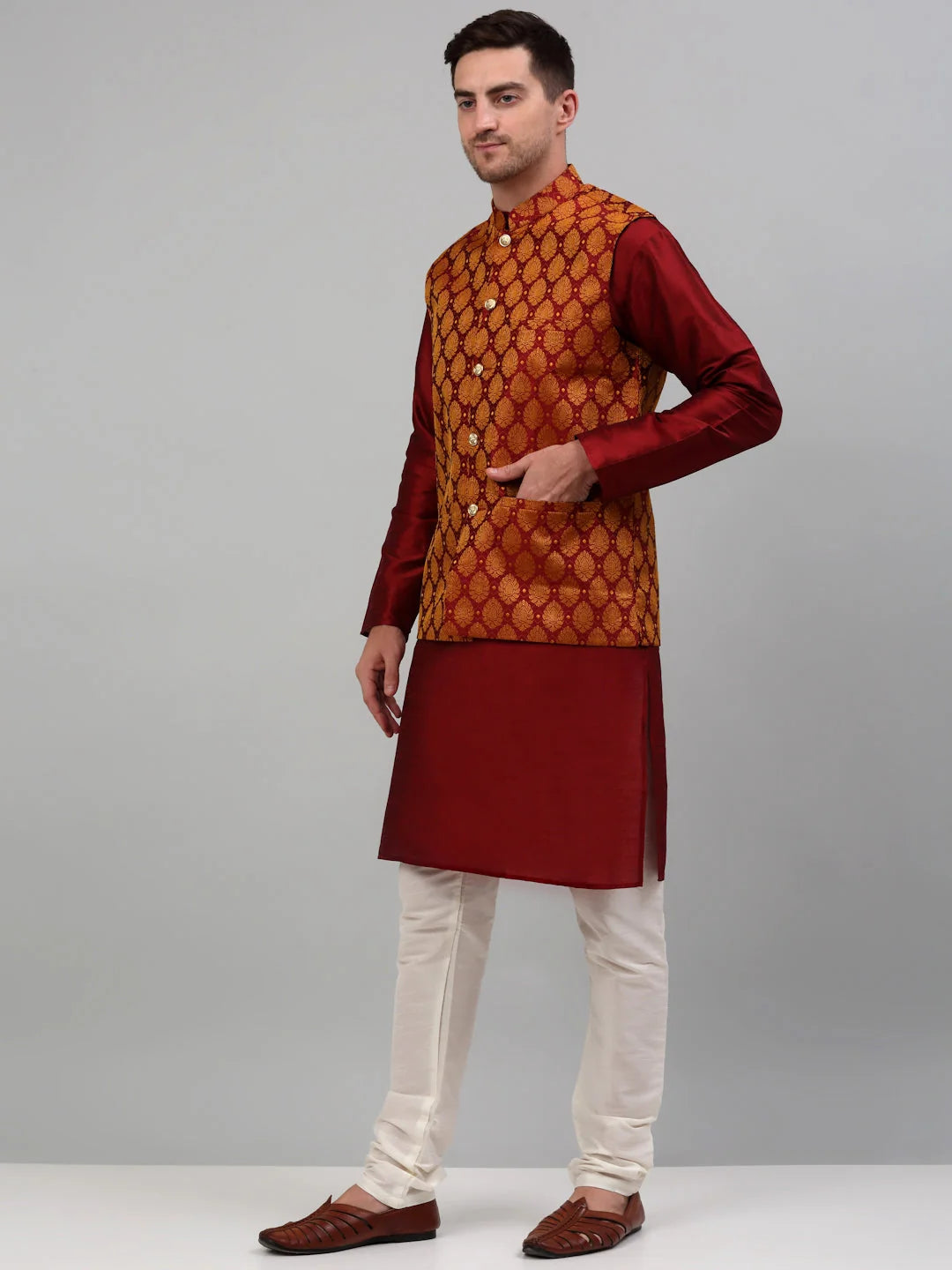 Men's Cotton Kurta Pajama Set with Nehru Jacket | Ethnic Wear