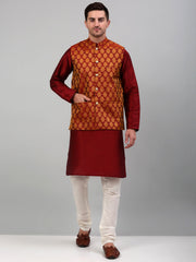 Men's Woven Design Nehru Jacket and Kurta Pyjama Set-636M
