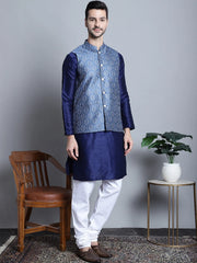 Men's Printed Nehru Jacket With Kurta Pyjama Set