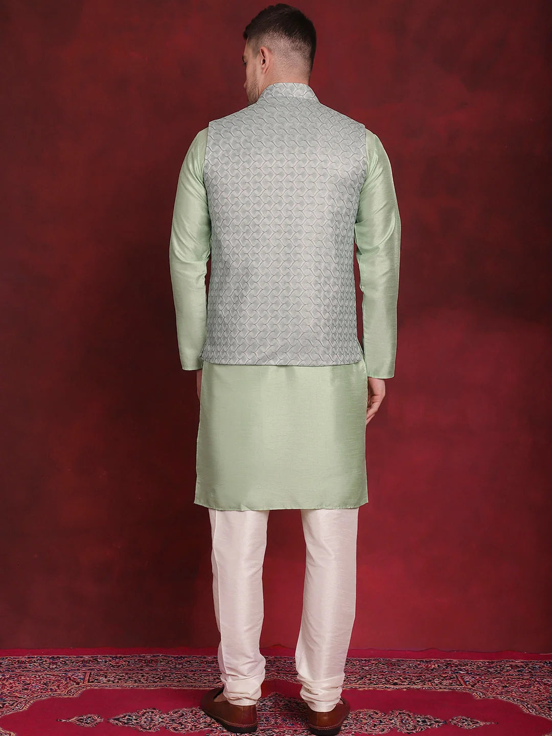 Trending Green Nehru Jacket Kurta Pajama Set | Mens Kurta Pajama