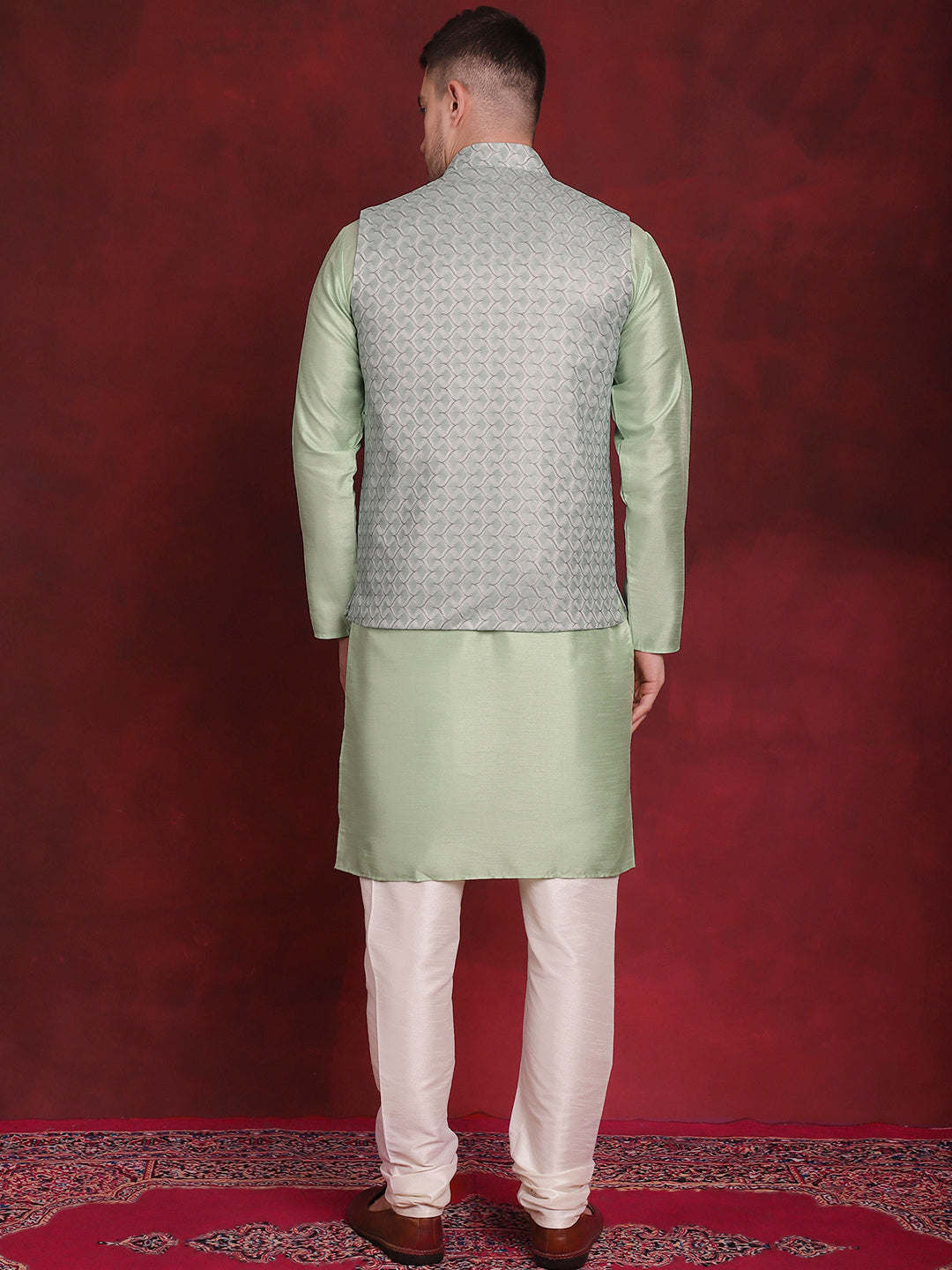 Trending Green Nehru Jacket Kurta Pajama Set | Mens Kurta Pajama