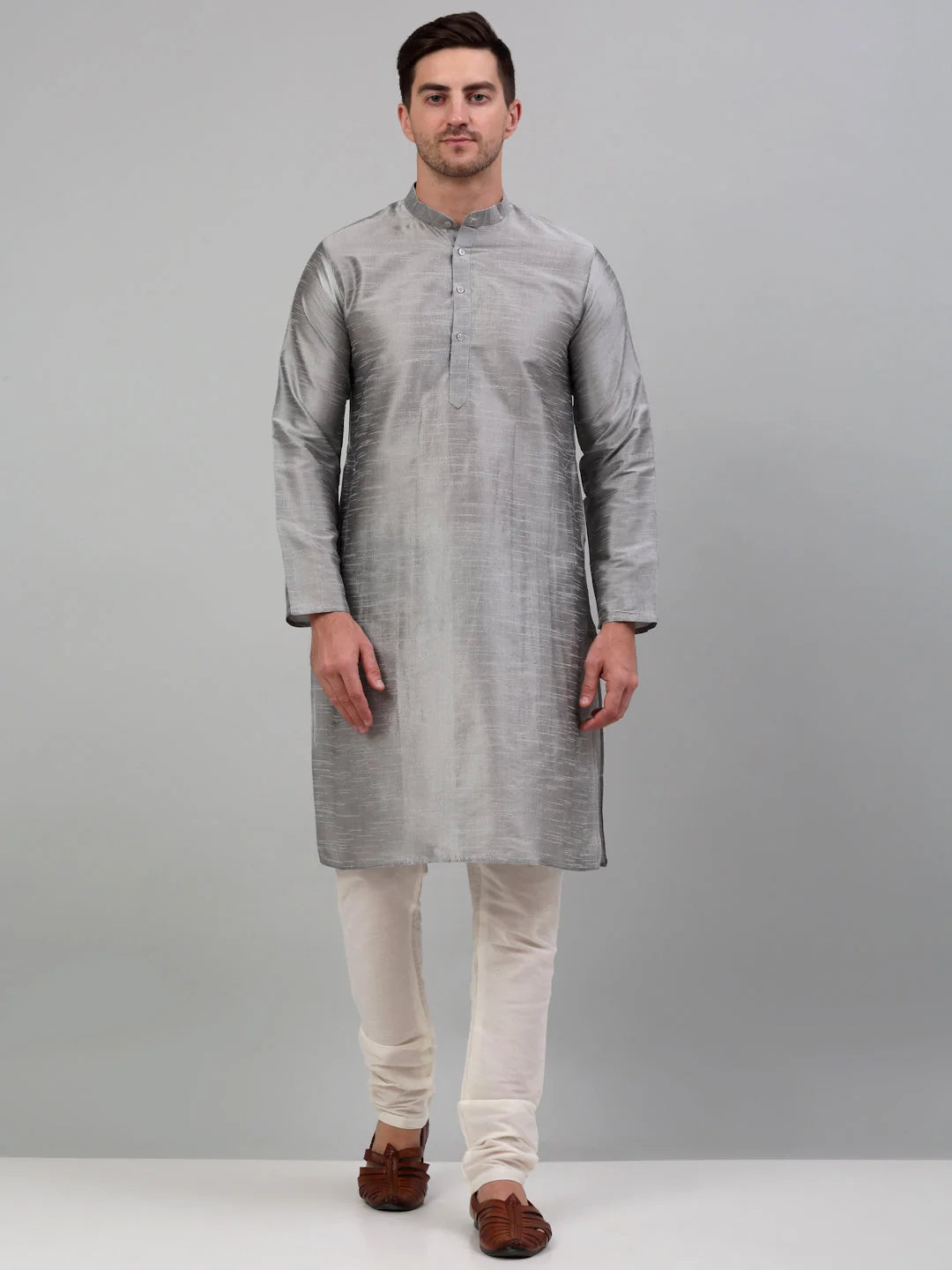 Woven Design Kurta Pajama Set for Men with Nehru Jacket