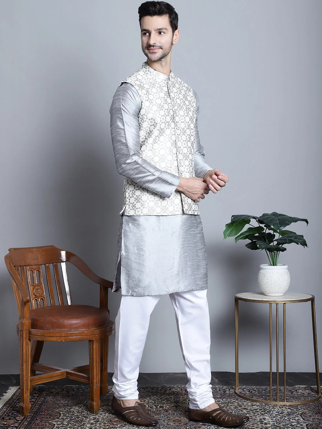 Stylish Nehru Jacket with Kurta Pyjama Set | Men's Ethnic Wear