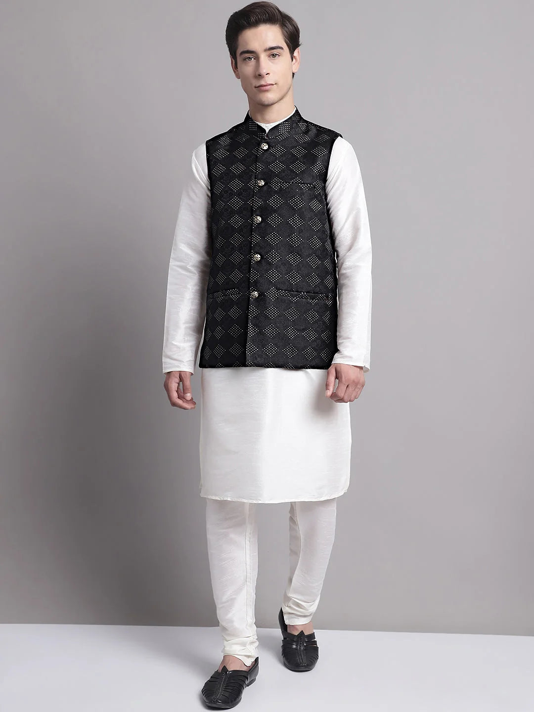 Black Nehru Jacket Kurta Pajama Set - Mens Kurta Pajama Cotton