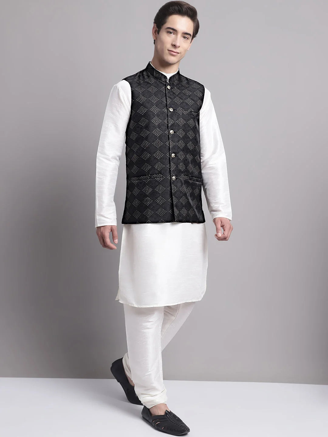 Black Nehru Jacket Kurta Pajama Set - Mens Kurta Pajama Cotton