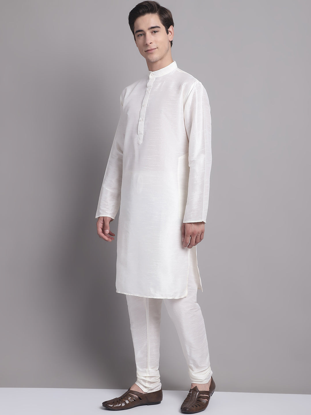 Shop Cream Nehru Jacket Kurta Pajama Set - Mens Kurta Pajama