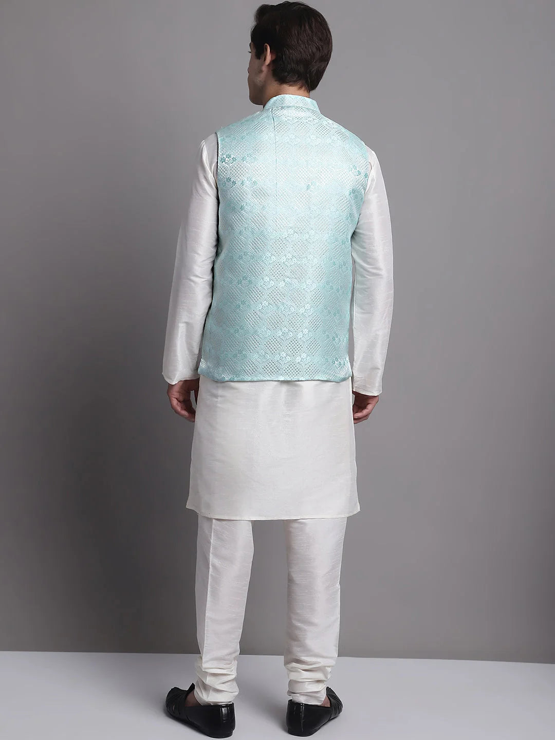 Blue Nehru Jacket Kurta Pajama Set - Mens Kurta Pajama Set