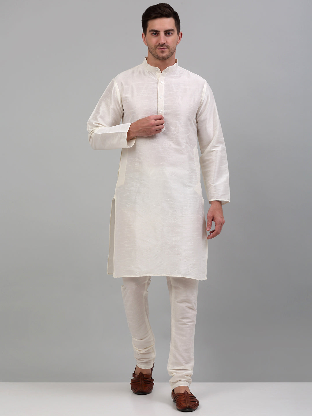 Elegant Mens Kurta Pajama: Embroidered Nehru Jacket in Cotton