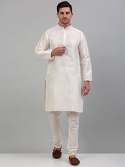 Men's Embroidered Nehru Jacket With Solid Kurta Pyjama Set-JOKPWC-636W