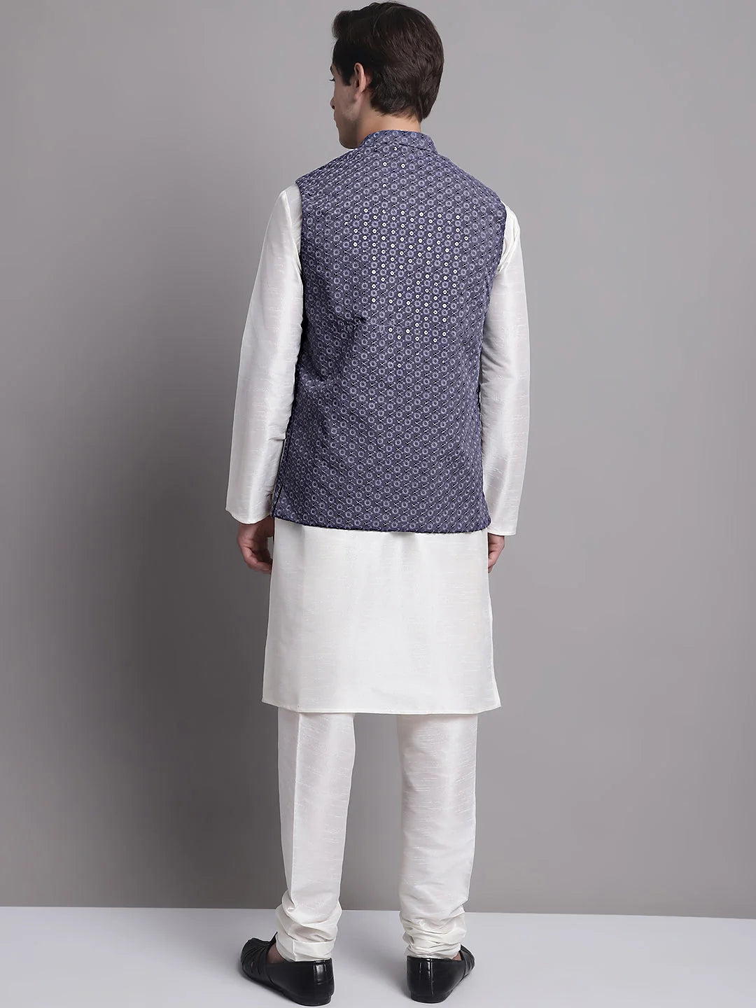 Grey Sequined Nehru Jacket with Kurta Pajama Set | Mens Kurta ...