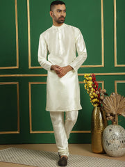 Men's Sequins and Embroidred Nehru Jacket With Kurta Pyjama-JOKPWC-636W