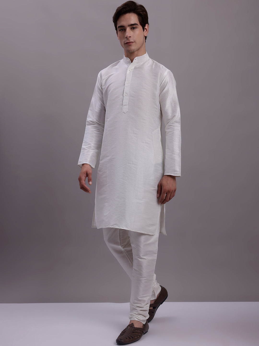 Peach Nehru Jacket Kurta Pajama Set - Mens Kurta Pajama Cotton
