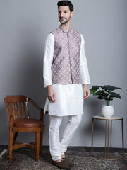Men's Woven Design Comfy Nehru Jacket With Kurta Pyjama Set