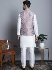 Men's Woven Design Comfy Nehru Jacket With Kurta Pyjama Set