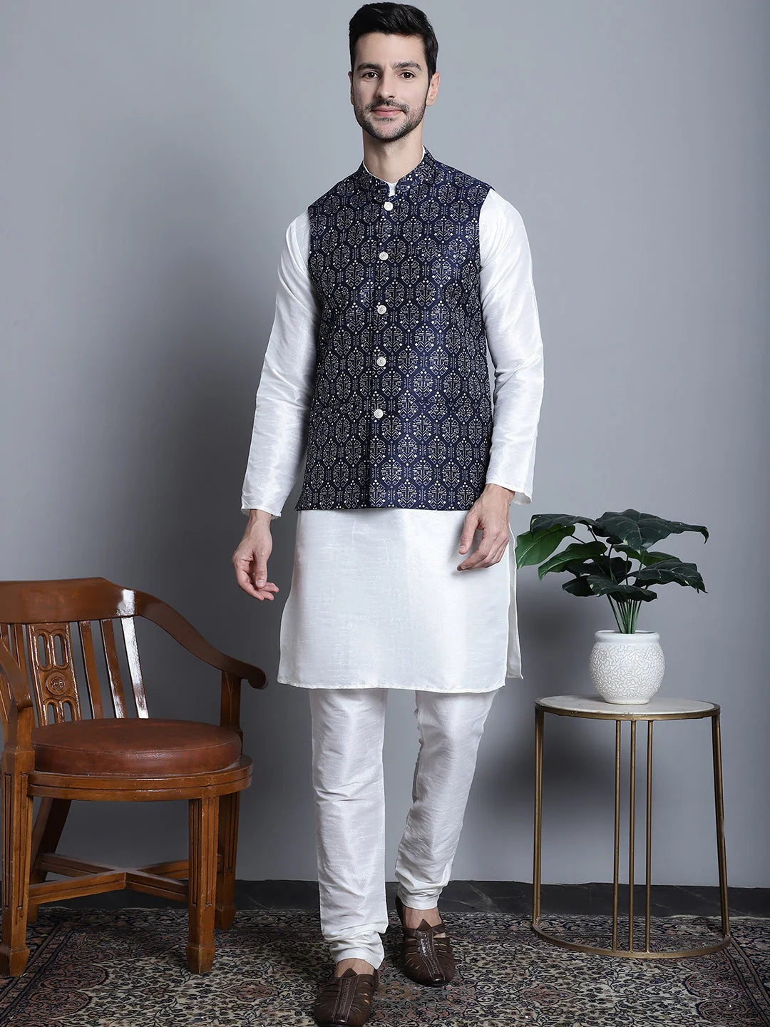 Mens Printed Nehru Kurta Pajama Set | Ethnic Wear Collection