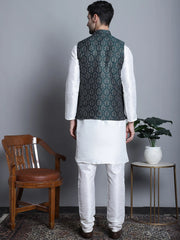 Men's Printed Nehru Jacket With Kurta Styled Pyjama Set