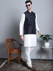Men's Woven Design Nehru Jacket With Kurta Pyjama Set-JOKPWC 636W