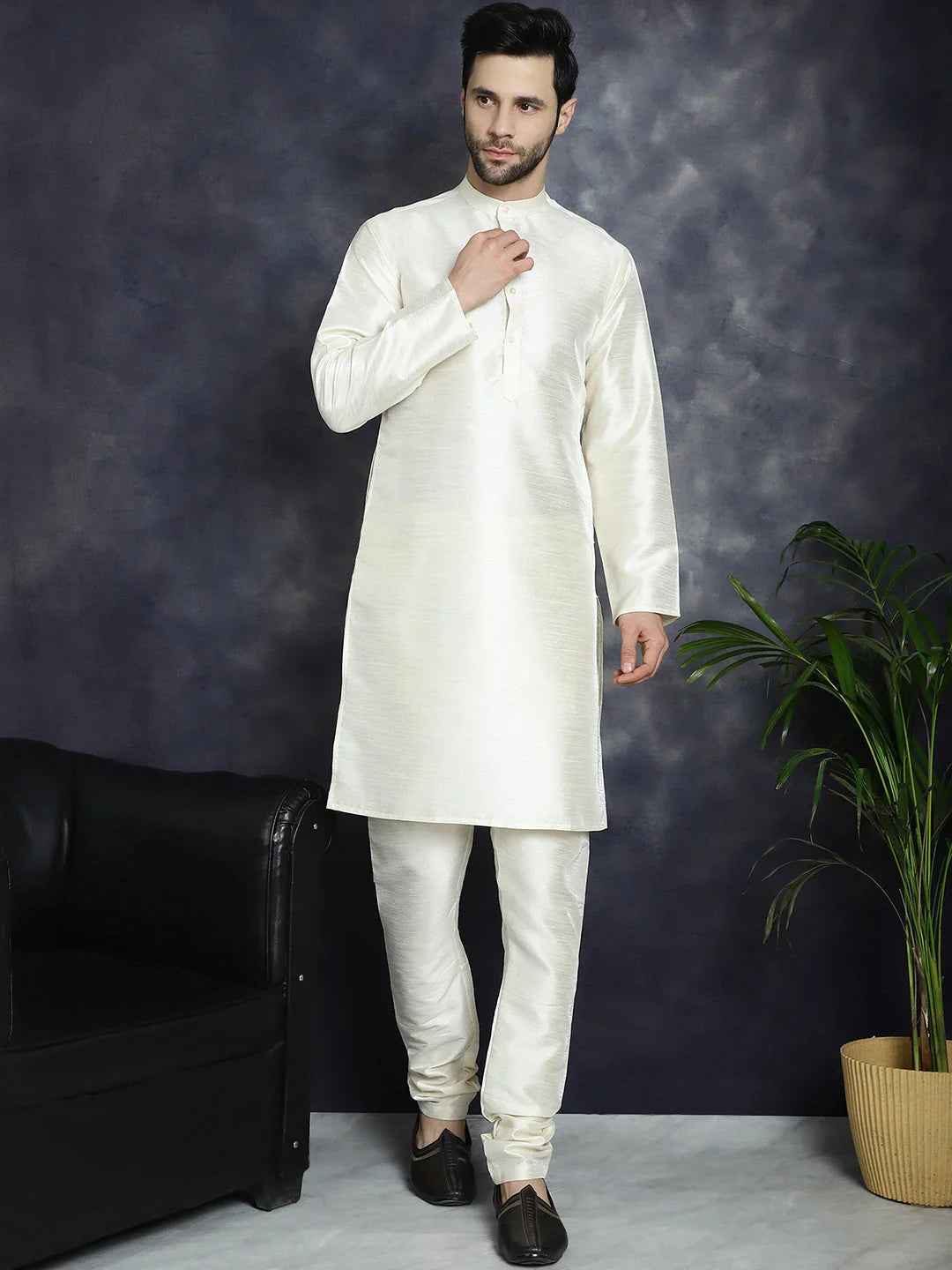 Grey Kurta Pajama Set - Sequin Nehru Jacket | Ethnic Menswear