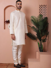 Sequins and Printed Nehru Jacket With Solid Kurta Pyjama-JOKPWC-636WH