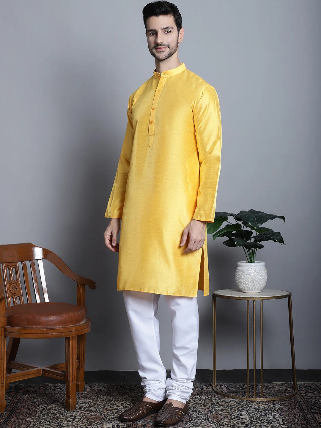 Men's Woven Nehru Jacket & Kurta Pajama Set | Ethnic Fashion