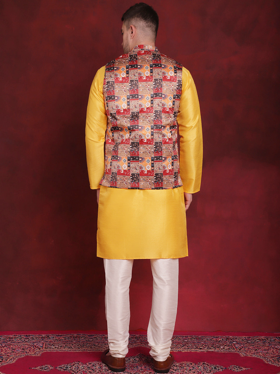Shop Multi Printed Nehru Jacket with Kurta Pajama Set | Ethnic Wear
