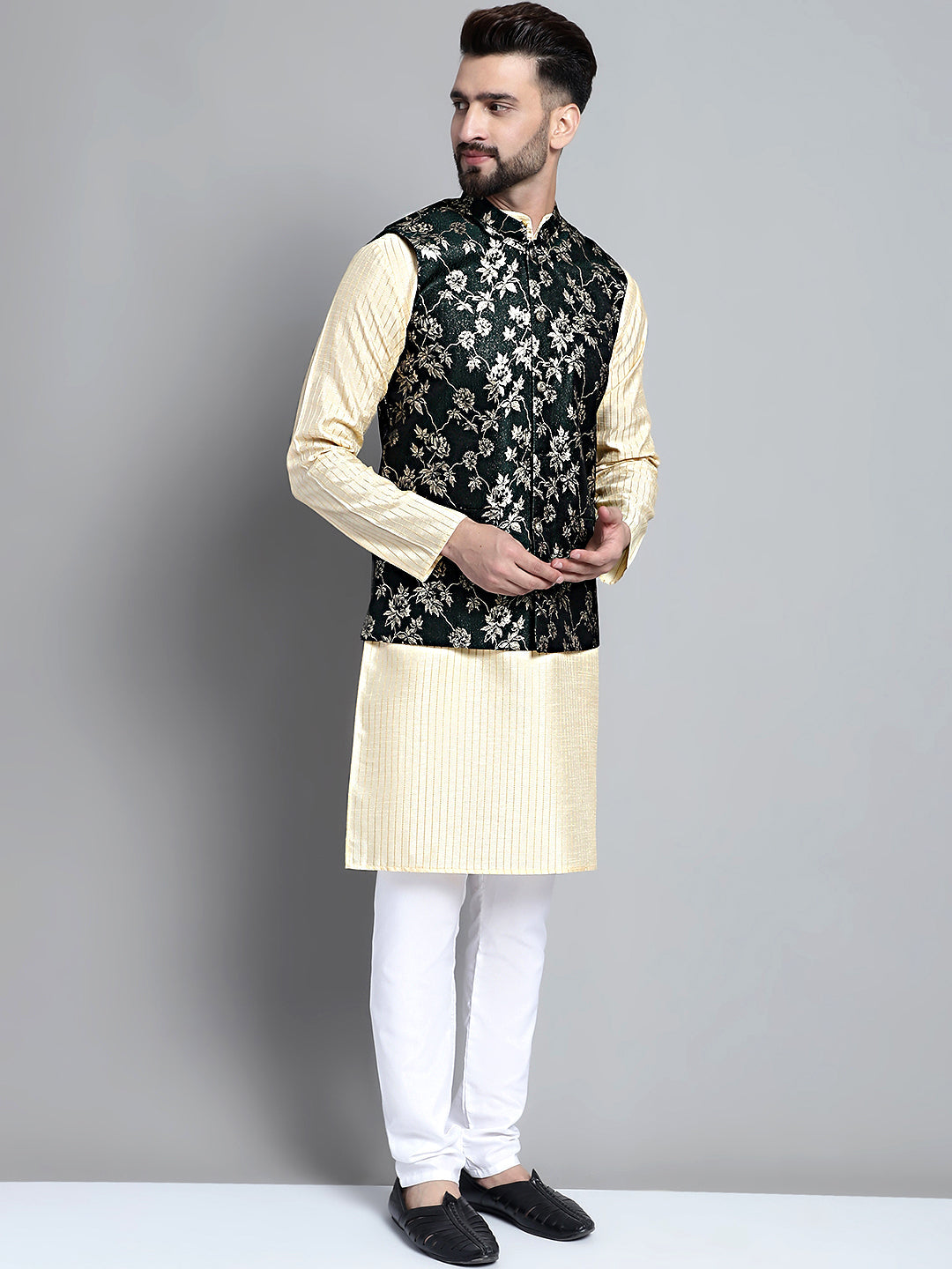 Embroidered Kurta Pajama with Nehru Jacket for Men