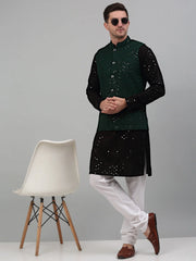 Sequin and Embroidered Nehru Assorted Jacket With Kurta Pyjama