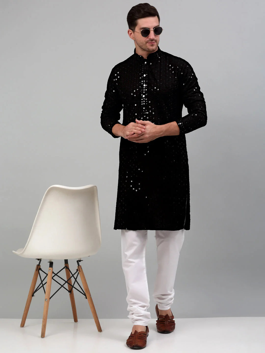 Embroidered Nehru Jacket with Kurta Pyjama | Pathani Suit
