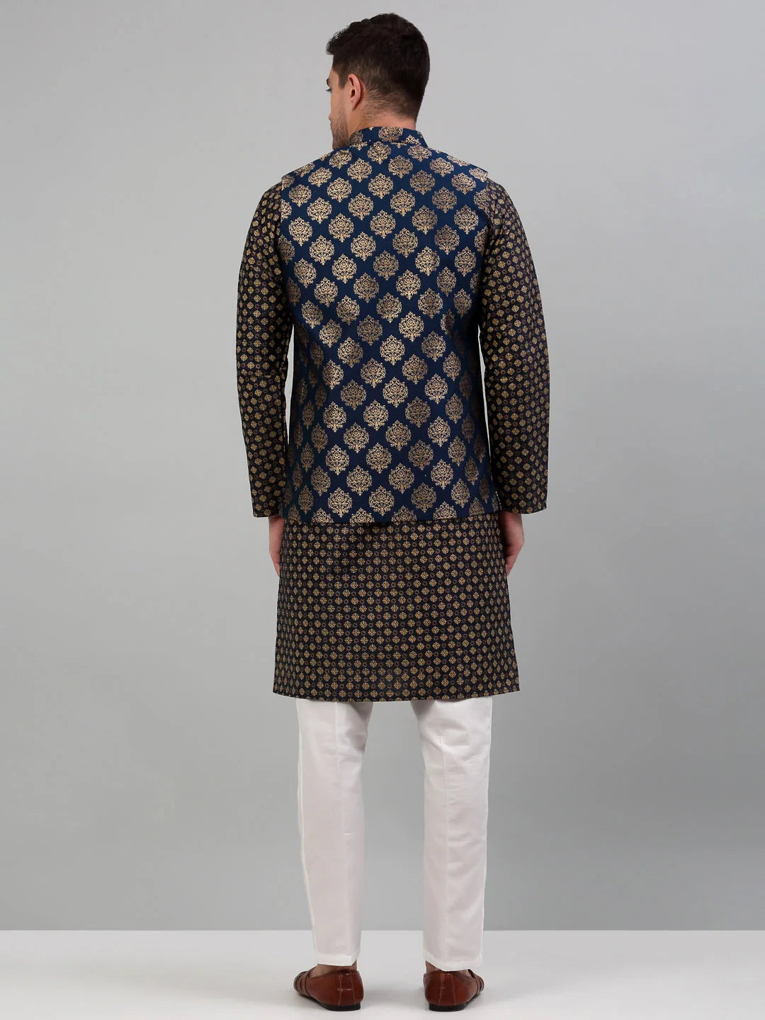 Printed Nehru Solid Kurta Pyjama Set | Men's Ethnic Wear