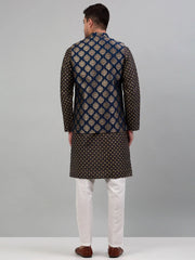 Men's Printed Nehru Solid With Kurta Pyjama Set
