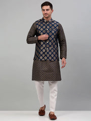 Men's Printed Nehru Solid With Kurta Pyjama Set