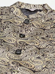 Men's Printed Nehru Jacket and Styled Kurta Pyjama Set-JOKPWC