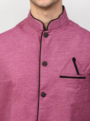 Men's Black Dupion Silk Kurta with Churidar & Jacket