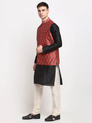 Black Dupion Silk with Churidar & Nehru Jacket