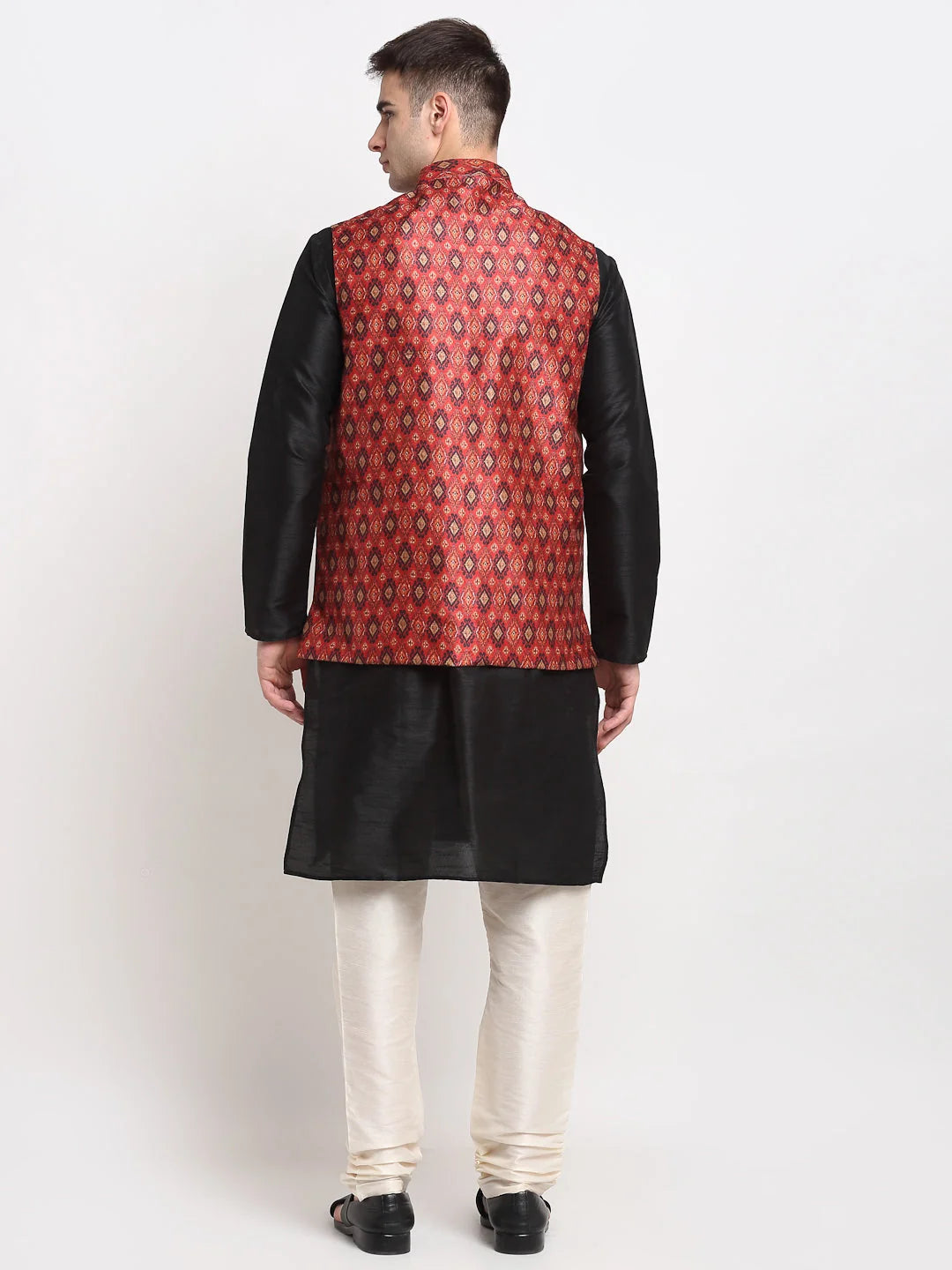 Black Mens Kurta Pajama Set with Nehru Jacket | Shop Now