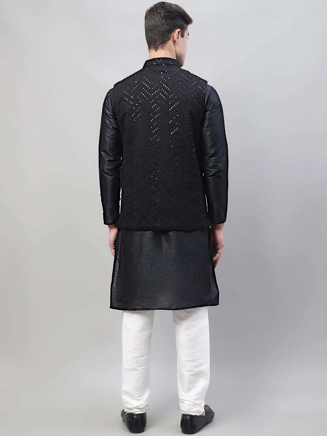 Black Kurta Pajama Set with Black Nehru Jacket | Mens Kurta