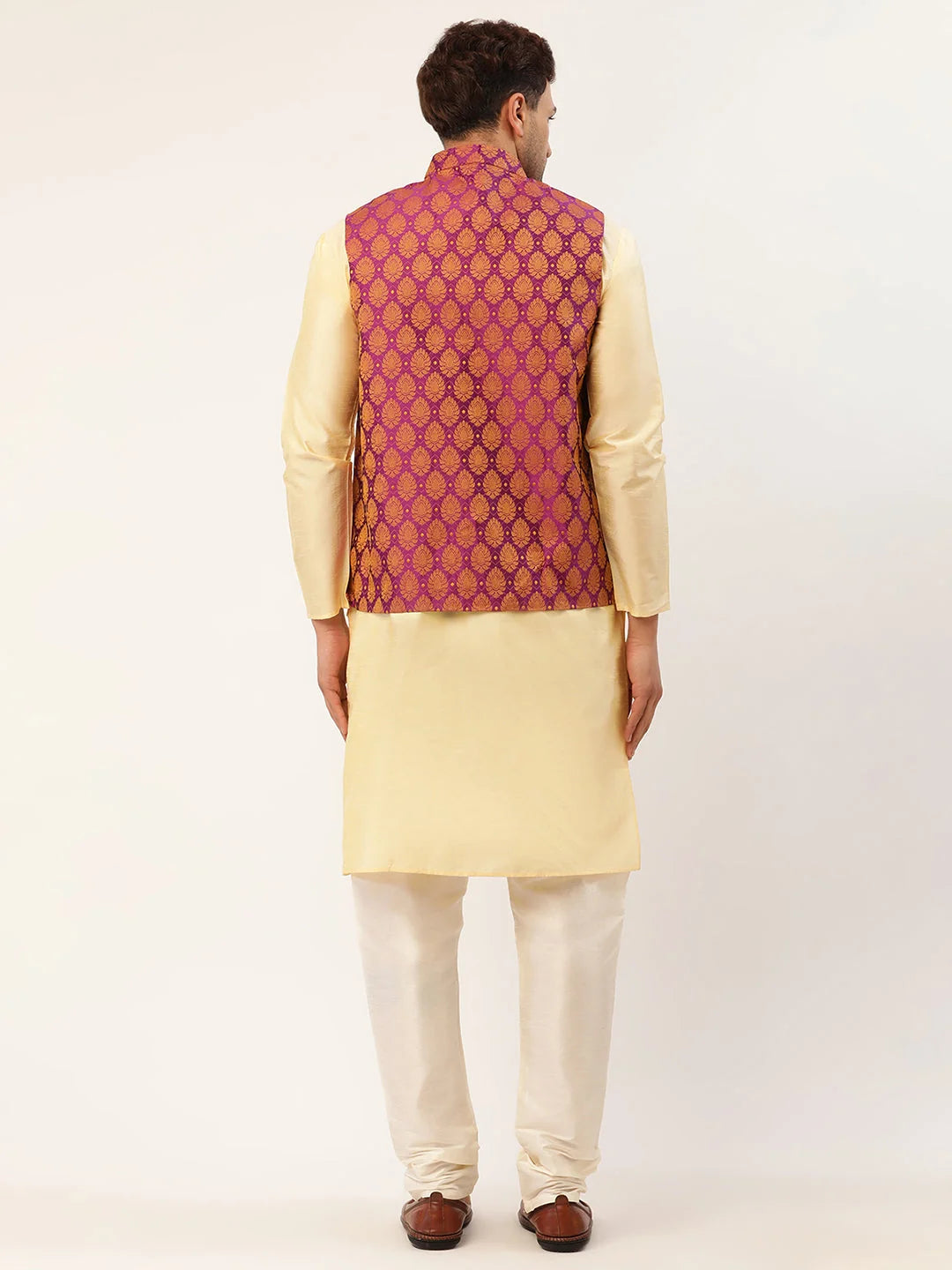 Woven Nehru Jacket and Kurta Pajama Set | Mens Pathani Style