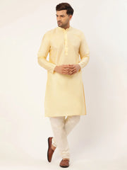 Men's Woven Design Nehru Jacket and Kurta Pyjama Set-JOKPWC-GD