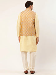 Men's Woven Design Nehru Jacket and Kurta Pyjama Set-4026