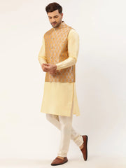 Men's Woven Design Nehru Jacket and Kurta Pyjama Set-4026