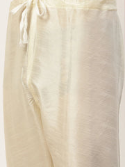 Men's Solid Kurta Pyjama With Floral Cream Printed Nehru Jacket( JOKPWC G-D 4032Cream )