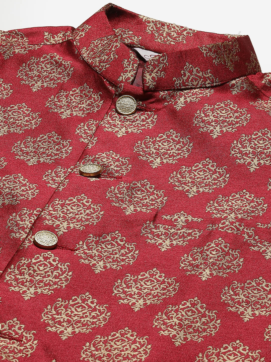 DesiQlo Men Ethnic Set with waistcoat - Maroon - JOKPWC_G-D_4032Maroon