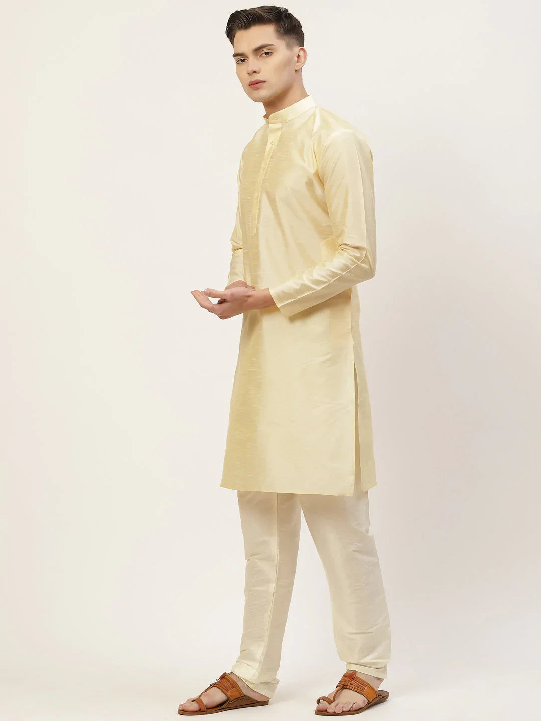 DesiQlo Men Ethnic Set with waistcoat - Orange - JOKPWC_G-D_4032Peach_