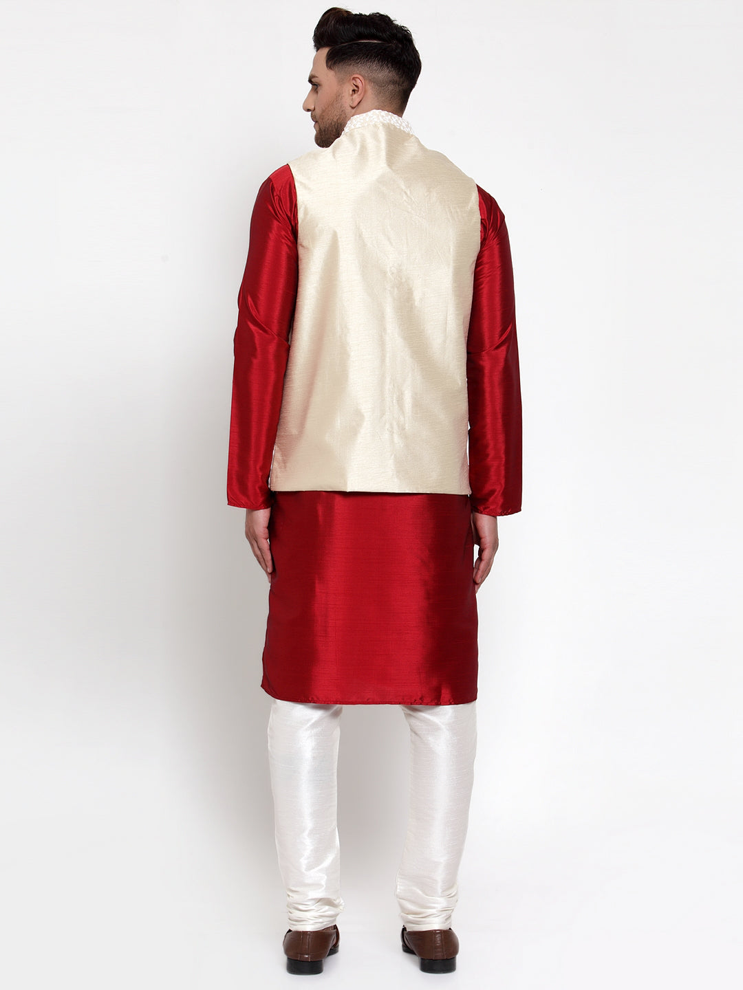 Best Solid Kurta Pajama Set with Embroidered Nehru Jacket